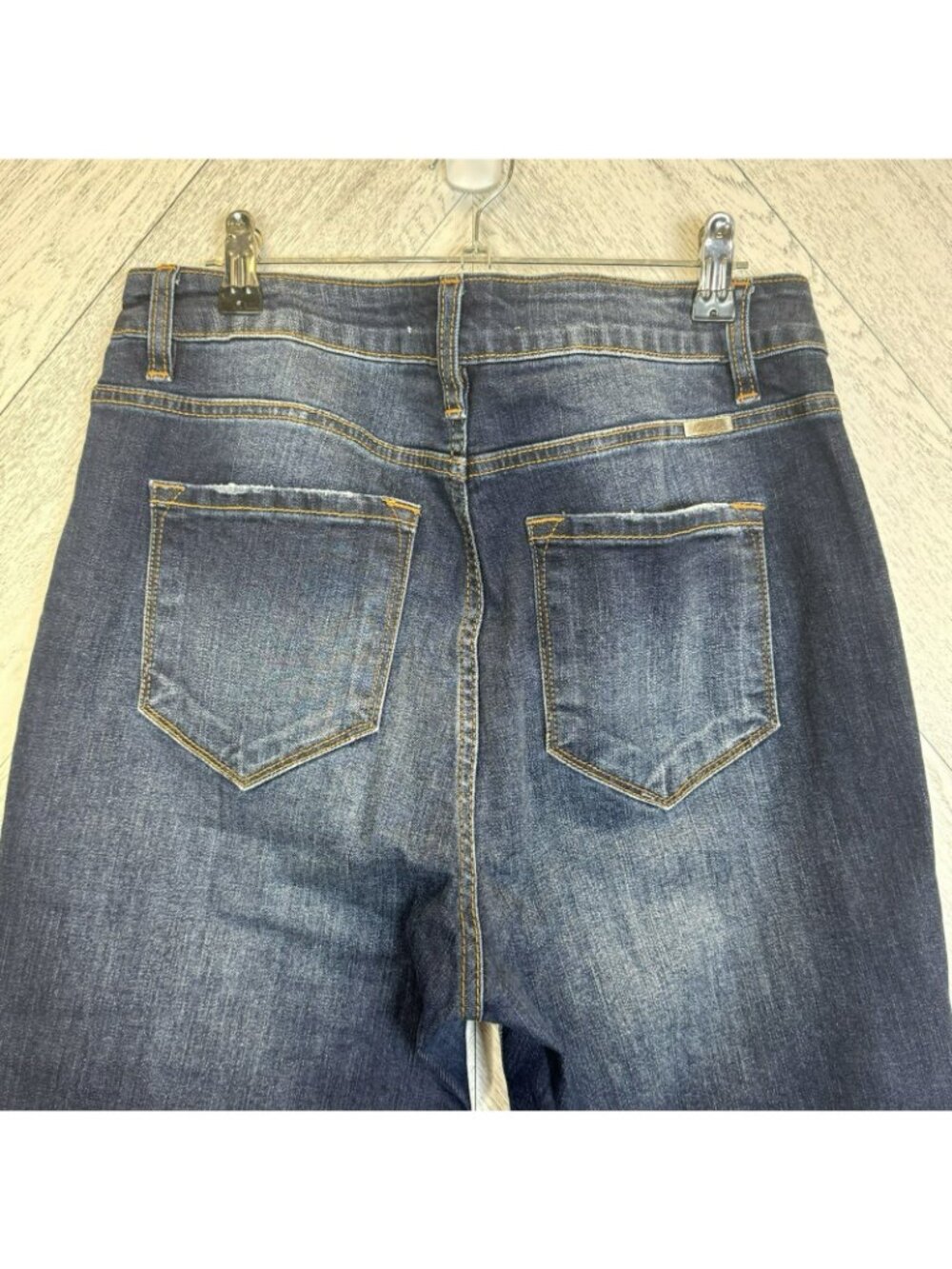 Kancan Skinny Jeans Womens Size 29 Exposed Button Fly Dark Wash Raw Hem 26" - Picture 4 of 7